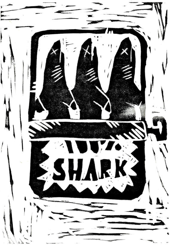 Shark sardine tin print